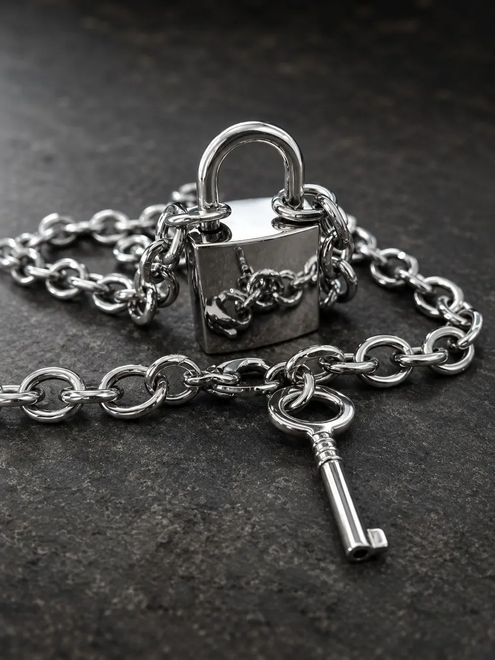 Chunky Silver Padlock Chain Necklace
